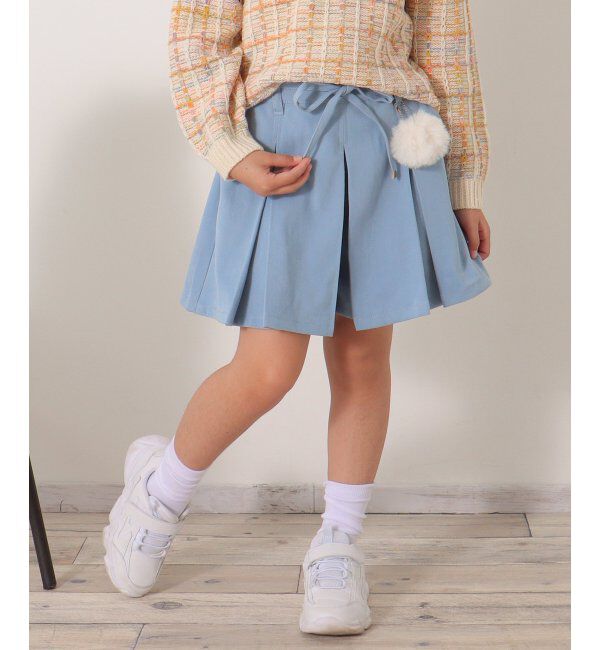 ikka kids「ポンポン付きプリーツキュロット（120~160cm）」|スカート|ブルー