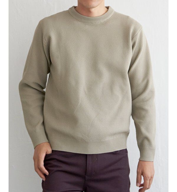 ikka「GOKU楽ニット鹿の子クルーネック」|プルオーバー|