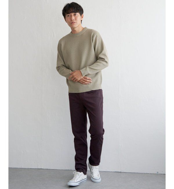 ikka「GOKU楽ニット鹿の子クルーネック」|プルオーバー|