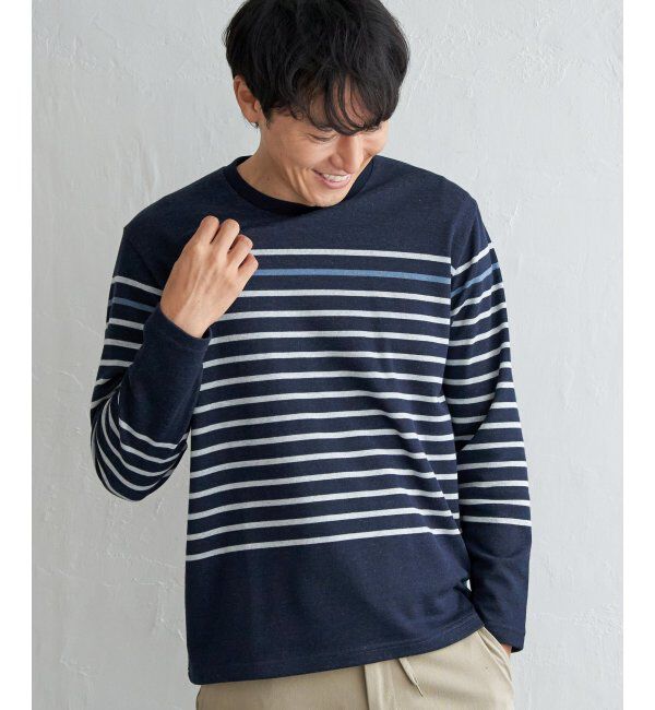 ikka「ダブルジャカードボーダーロンT」|Tシャツ・カットソー|