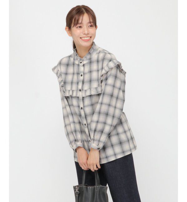 Lbc with Life「オンブレチェックフリルブラウス」|シャツ・ブラウス|