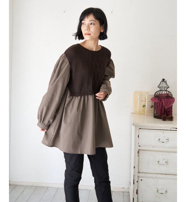 Lbc with Life「ケーブルニットドッキングブラウス」|シャツ・ブラウス|