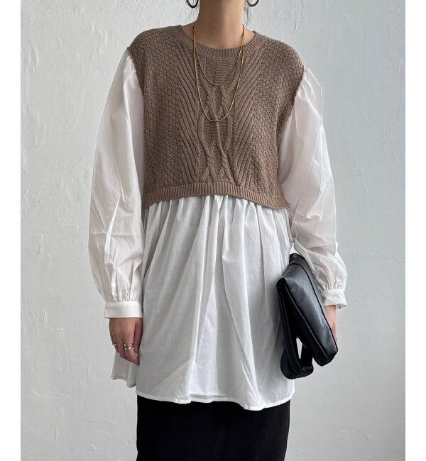 Lbc with Life「ケーブルニットドッキングブラウス」|シャツ・ブラウス|