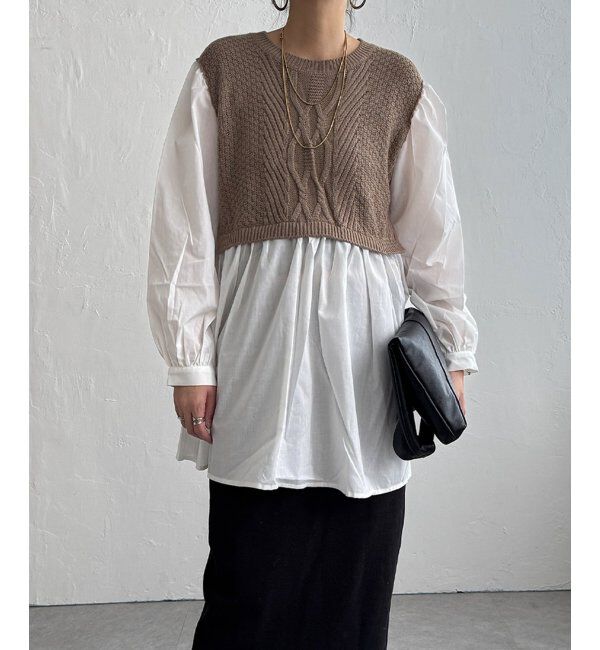 Lbc with Life「ケーブルニットドッキングブラウス」|シャツ・ブラウス|