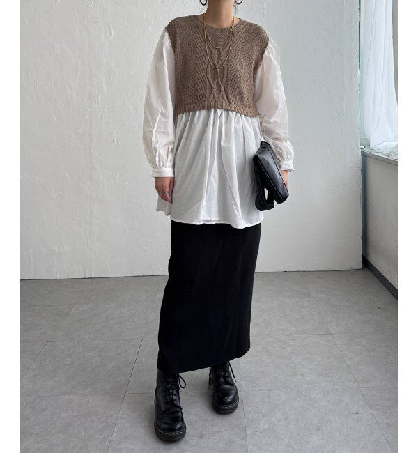 Lbc with Life「ケーブルニットドッキングブラウス」|シャツ・ブラウス|