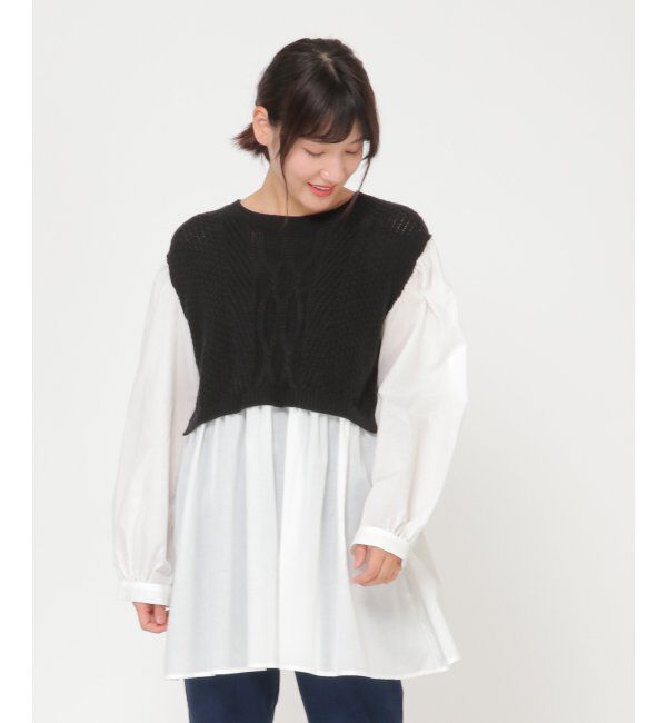 Lbc with Life「ケーブルニットドッキングブラウス」|シャツ・ブラウス|