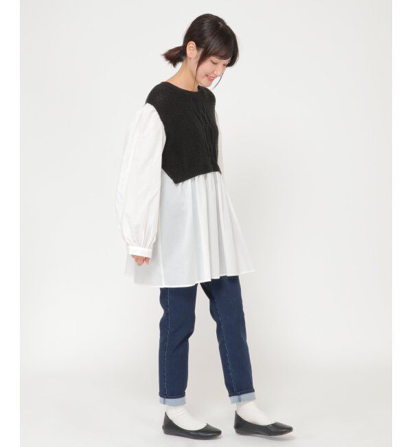 Lbc with Life「ケーブルニットドッキングブラウス」|シャツ・ブラウス|