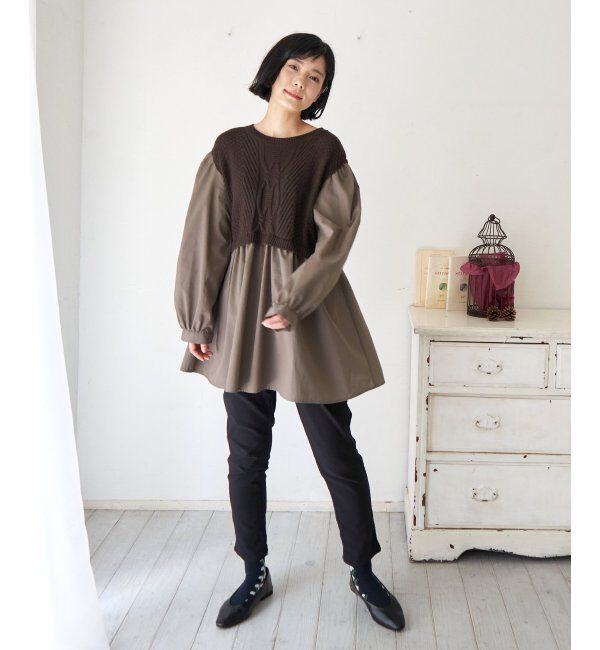 Lbc with Life「ケーブルニットドッキングブラウス」|シャツ・ブラウス|