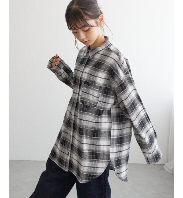 Lbc with Life「配色ボタンチェックネルシャツ」|シャツ・ブラウス|チャコール