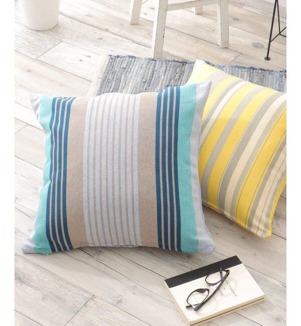Lbc with Life「ストライプクッションカバー」|クッション・クッションカバー|ブルー