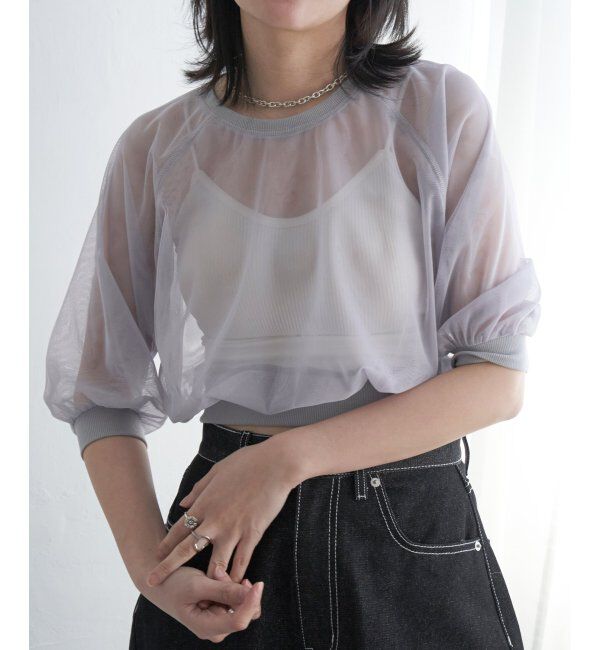 VENCE share style「チュール五分袖ショートプルオーバー」|Tシャツ・カットソー|