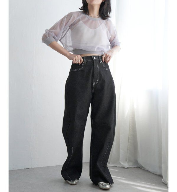 VENCE share style「チュール五分袖ショートプルオーバー」|Tシャツ・カットソー|