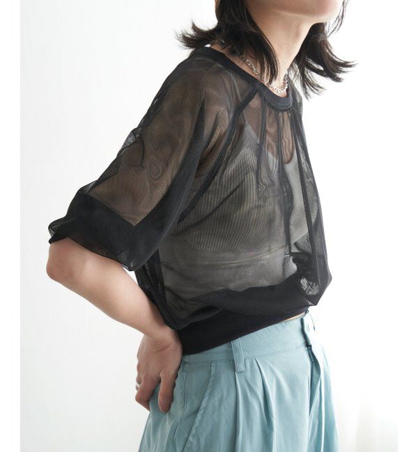 VENCE share style「チュール五分袖ショートプルオーバー」|Tシャツ・カットソー|