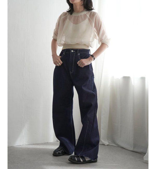 VENCE share style「チュール五分袖ショートプルオーバー」|Tシャツ・カットソー|