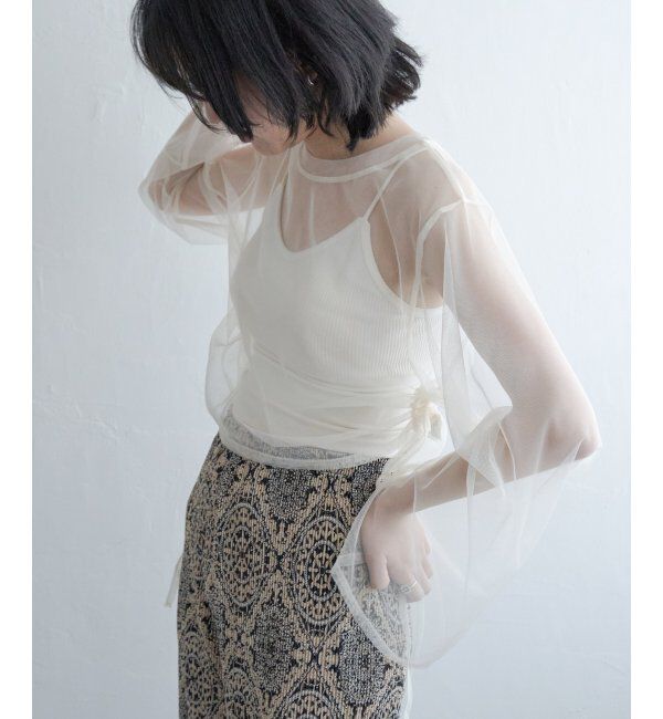 VENCE share style「サイドシャーリングチュールトップス」|その他|