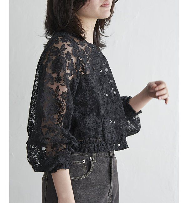 VENCE share style「オーガンジー刺繍レースブルゾン」|ブルゾン・スタジャン|