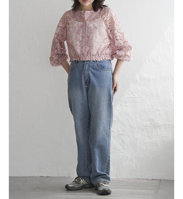 VENCE share style「オーガンジー刺繍レースブルゾン」|ブルゾン・スタジャン|