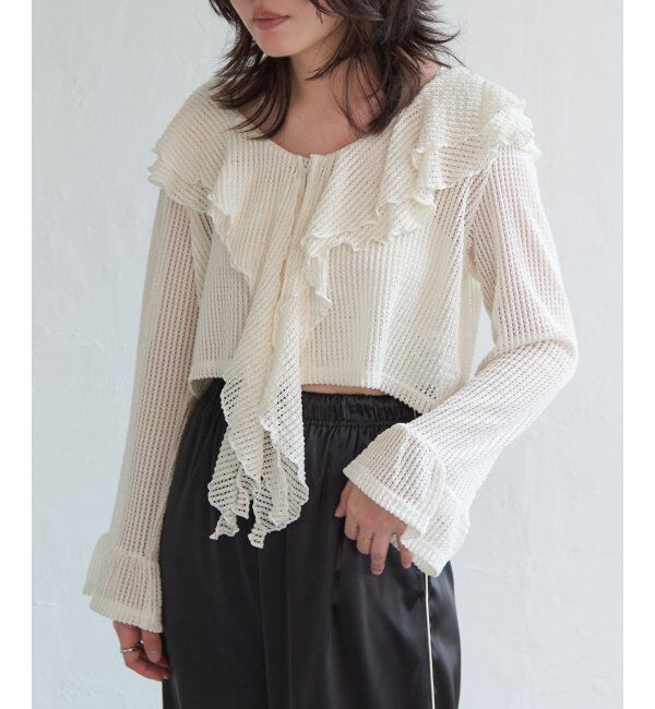VENCE share style「メッシュフリルジップカーディガン」|カーディガン|