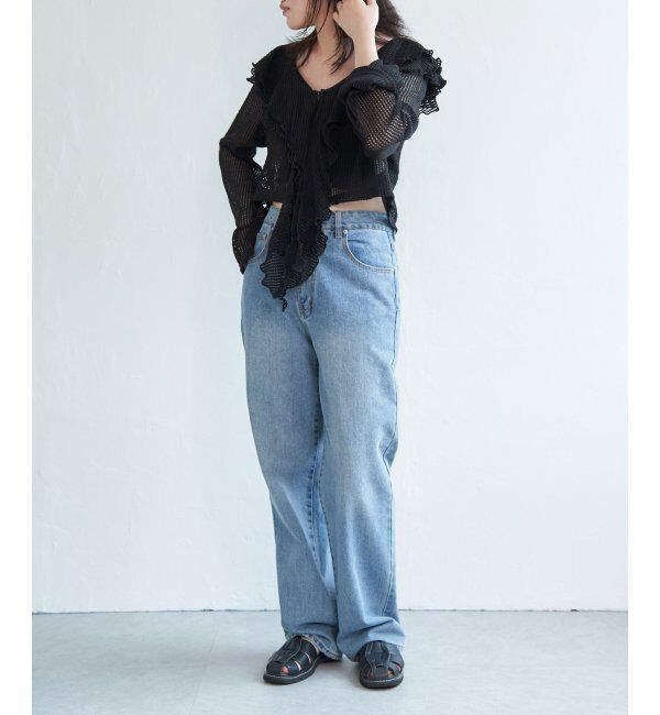 VENCE share style「メッシュフリルジップカーディガン」|カーディガン|