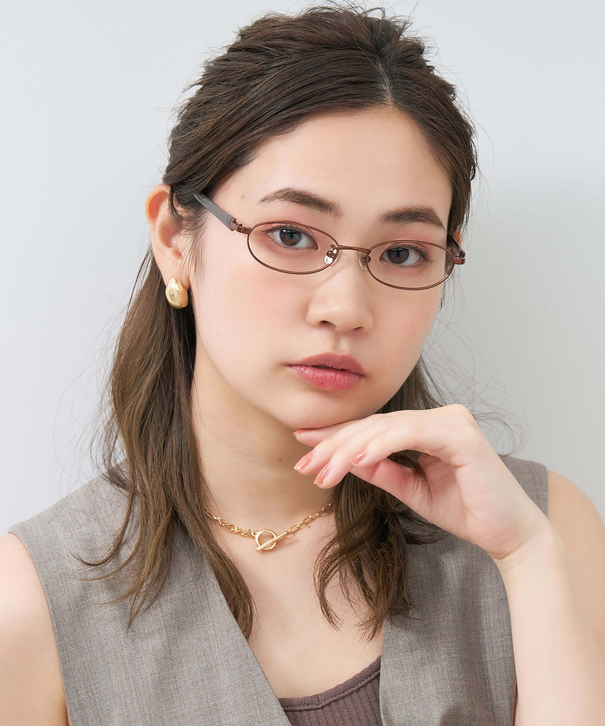  「【アウトレット価格】オーバル型 メガネ｜メタル&times;プラスチック ドット柄 水玉 可愛い レンズ交換券付き」|メガネ|