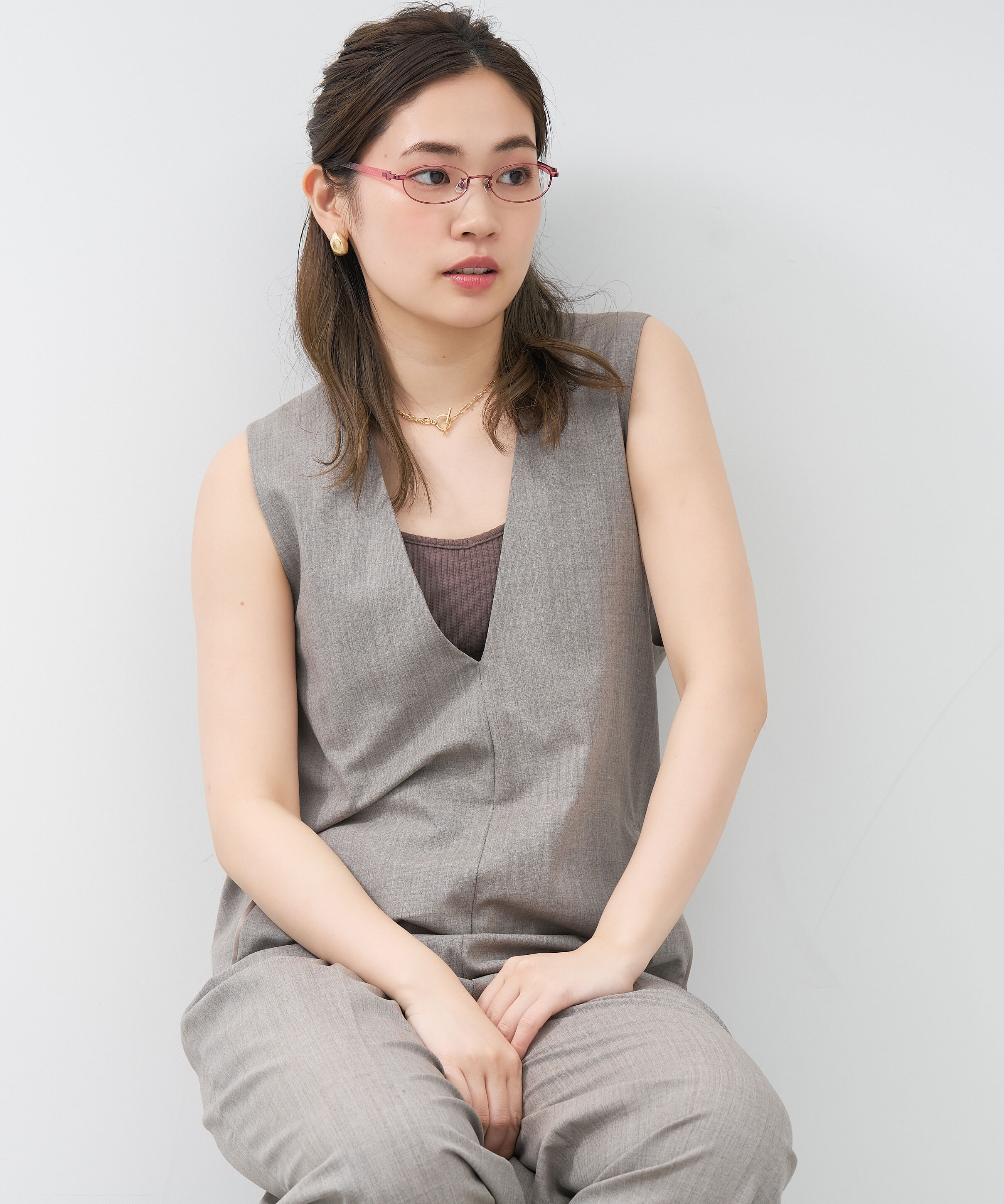  「【アウトレット価格】オーバル型 メガネ｜メタル&times;プラスチック ドット柄 水玉 可愛い レンズ交換券付き」|メガネ|