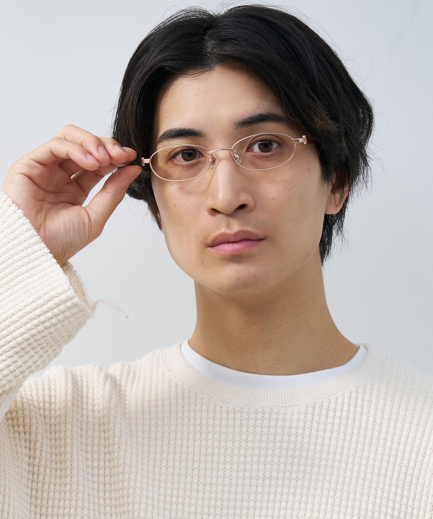  「【アウトレット価格】オーバル型 メガネ｜メタル&times;プラスチック ドット柄 水玉 可愛い レンズ交換券付き」|メガネ|