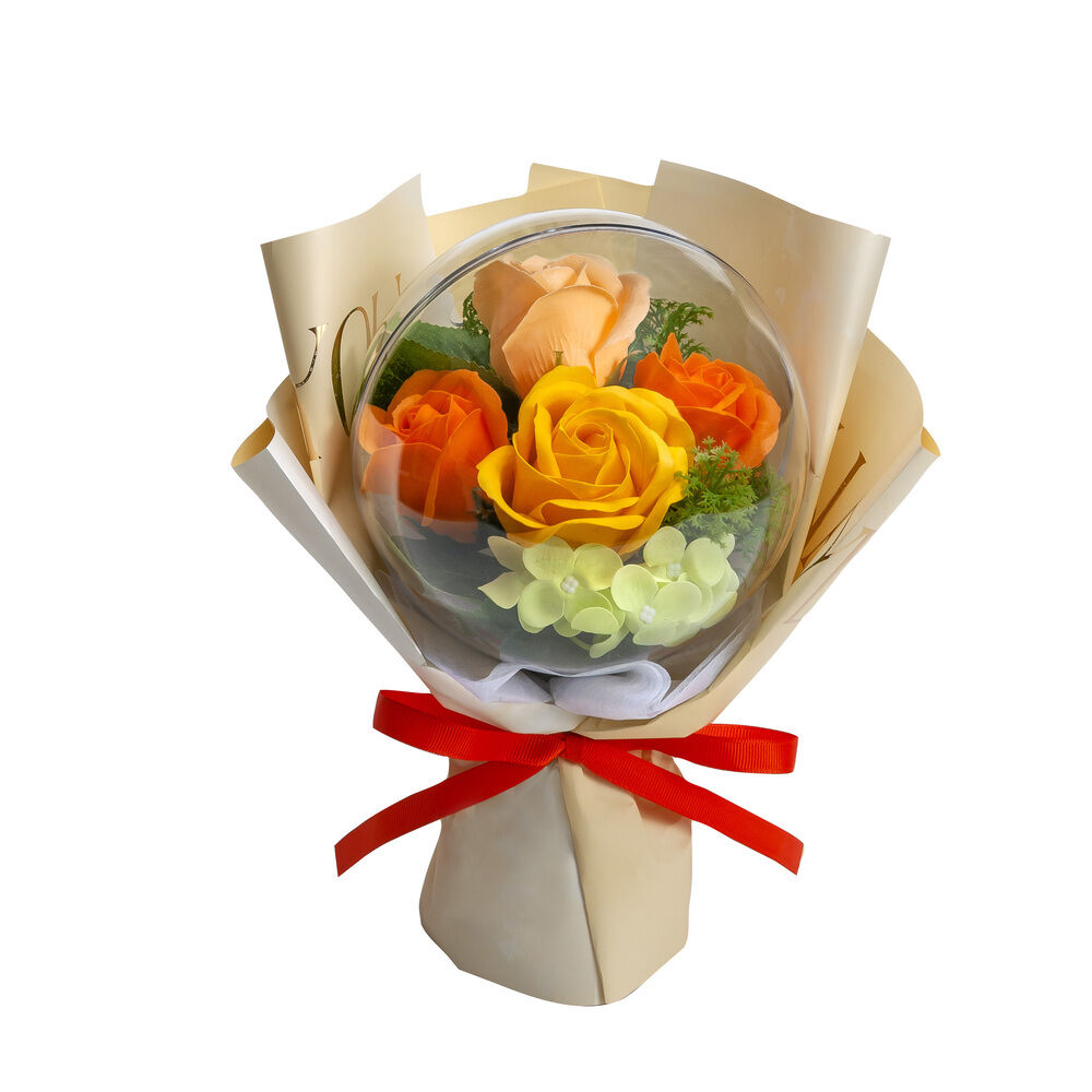 BACKYARD FAMILY「ソープフラワー 花束 通販 オーブローズブーケ アーティフィシャルフラワー アレンジ」|その他|オレンジ1