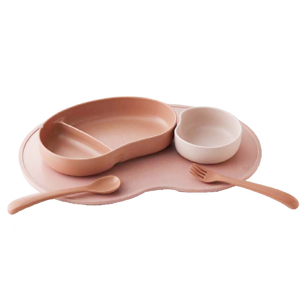 BACKYARD FAMILY「SUCSUC スクスク ベビー 食器 セット スプーン フォーク ボウル トレイ 通販 4点」|食器・キッチングッズ|ピンク1
