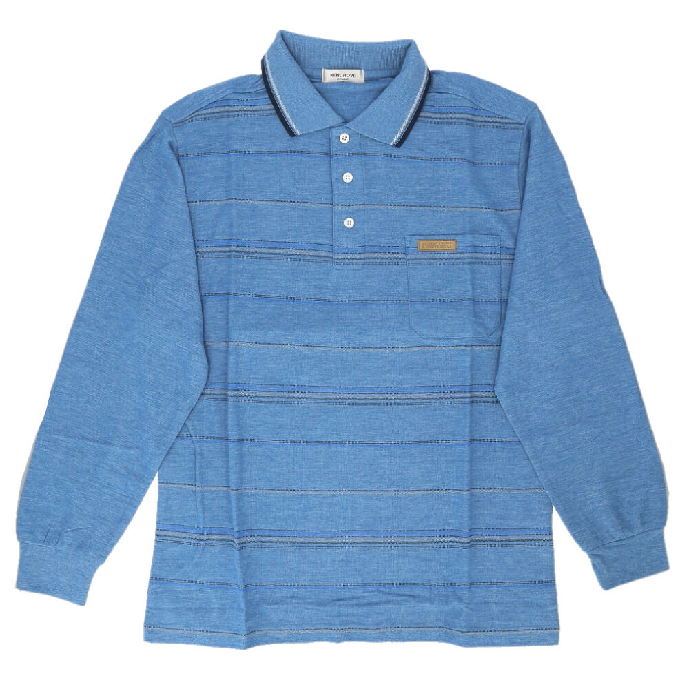 BACKYARD FAMILY「ポロシャツ メンズ 長袖 通販 鹿の子ポロシャツ 長袖ポロシャツ 通気性 肌触りがいい 快適」|その他|ブルー5