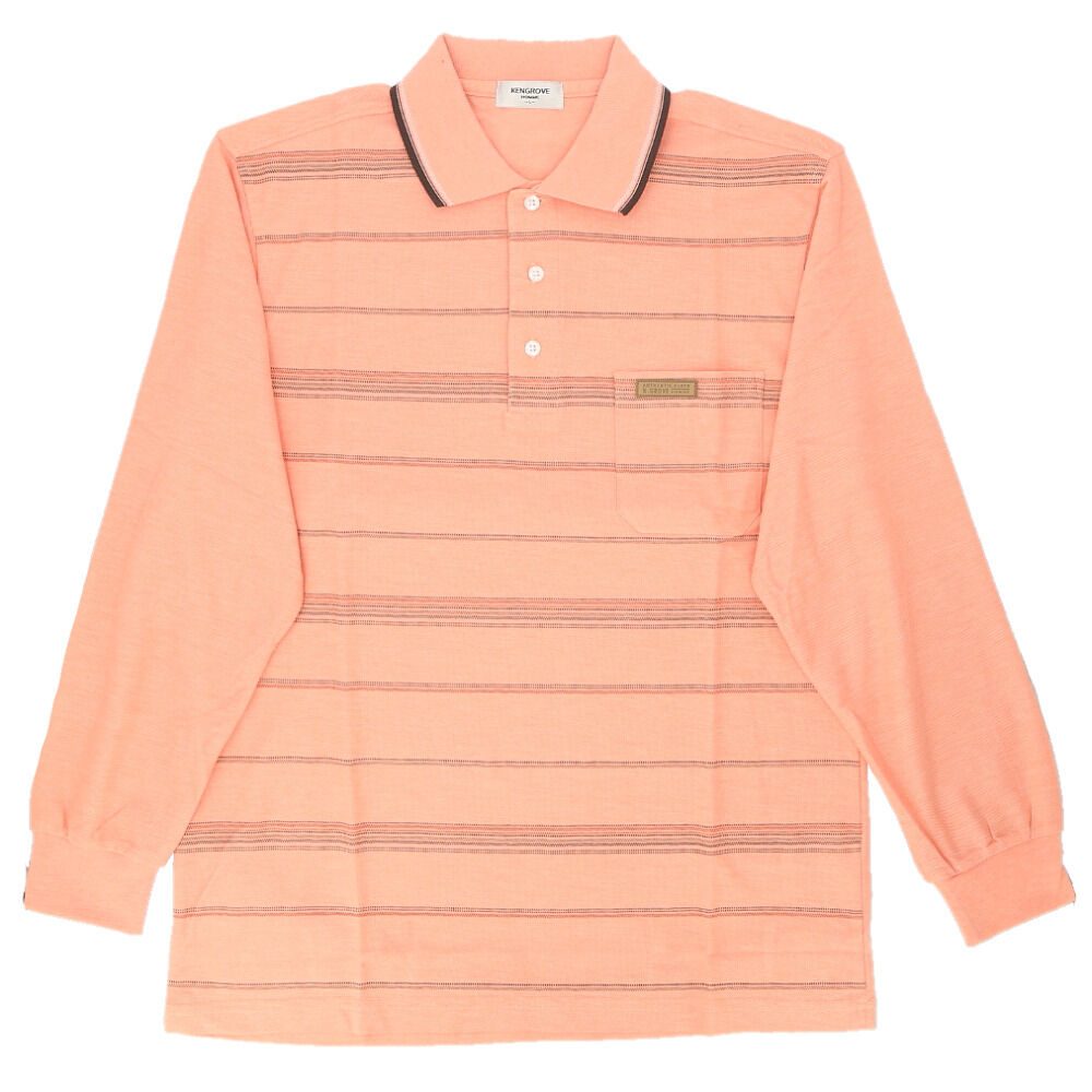 BACKYARD FAMILY「ポロシャツ メンズ 長袖 通販 鹿の子ポロシャツ 長袖ポロシャツ 通気性 肌触りがいい 快適」|その他|オレンジ1