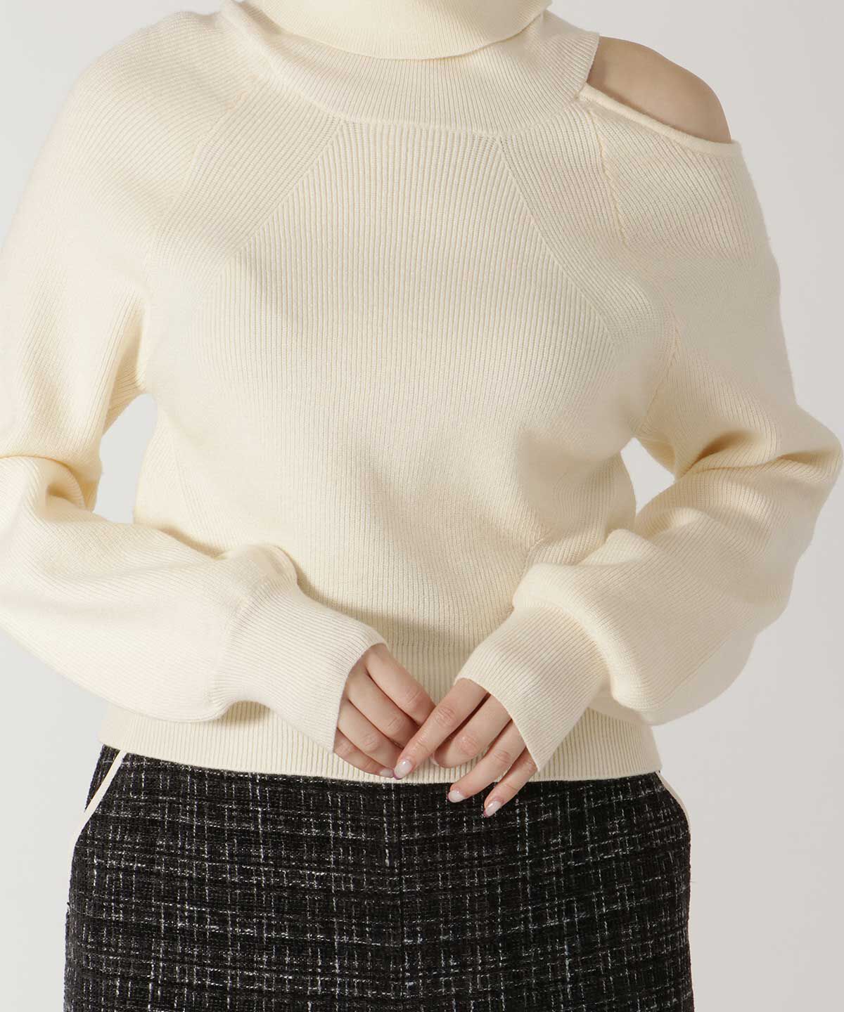 REDYAZEL「肩あきアシメタートルニット」|ニット・セーター|
