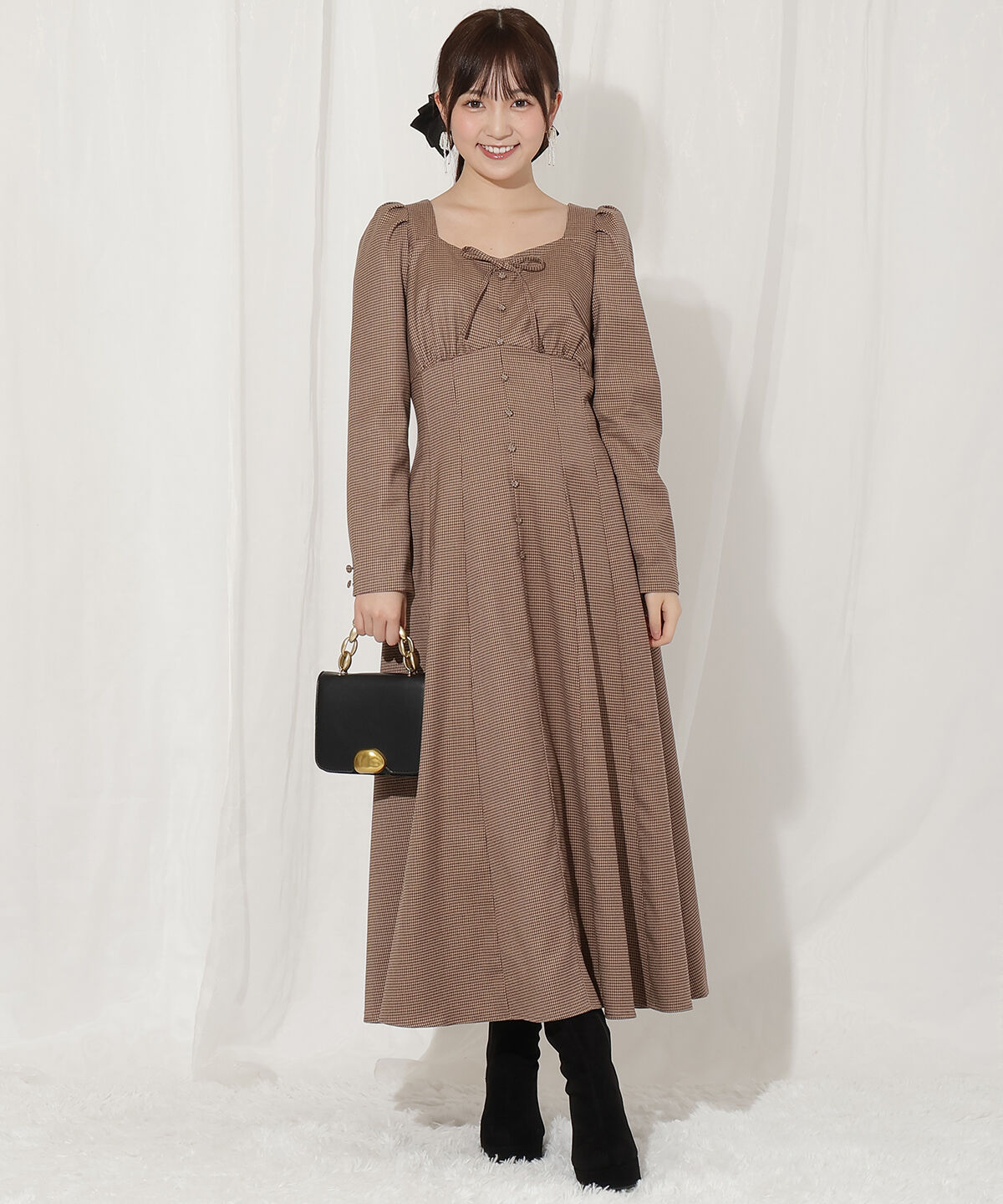 WILLSELECTION「フロントボタンワンピース」|ワンピース|茶系チェック