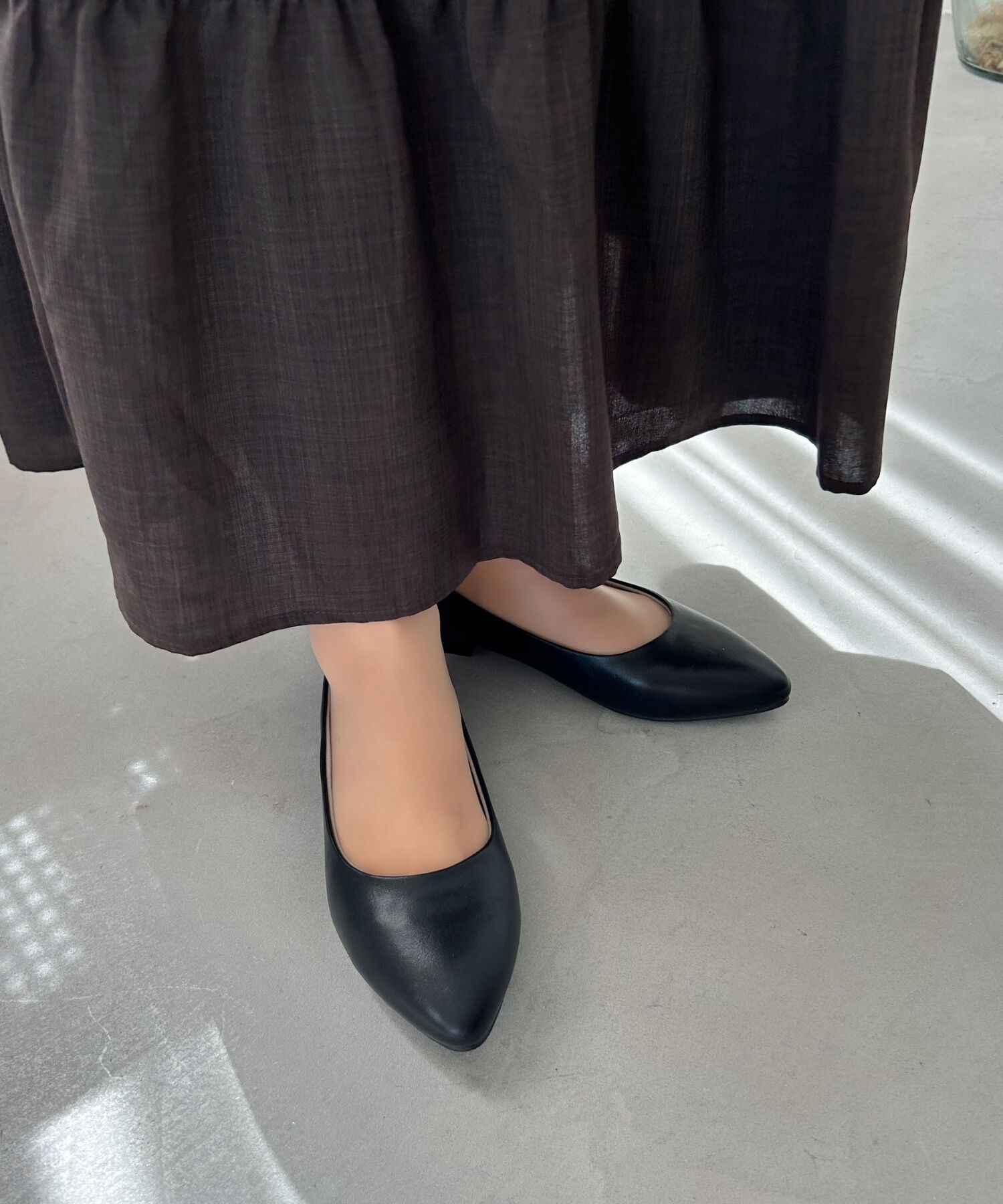 ORiental TRaffic「【WEB限定 / 累計15万足突破】ポインテッドトゥ フラット パンプス /R-4007 通勤靴 厚手クッション」|パンプス|SBLACK