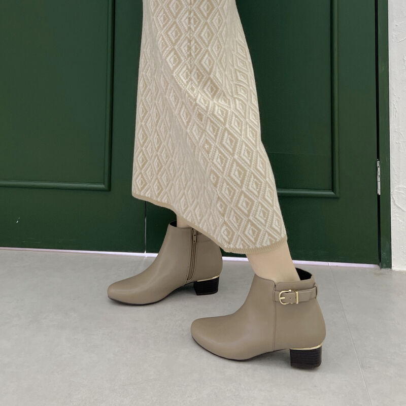 WA Oriental TRaffic「メタリックラインベルトヒールブーツ/32404」|ショートブーツ|GREY