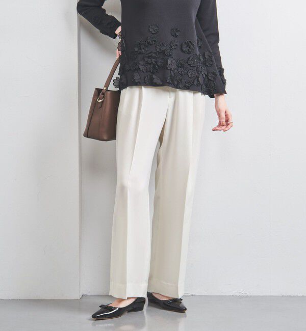 UNITED ARROWS「2タック ワイドパンツ WHITE」|スラックス|OFF WHITE