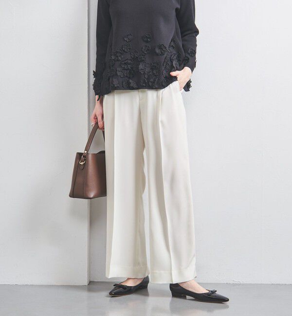 UNITED ARROWS「2タック ワイドパンツ WHITE」|スラックス|