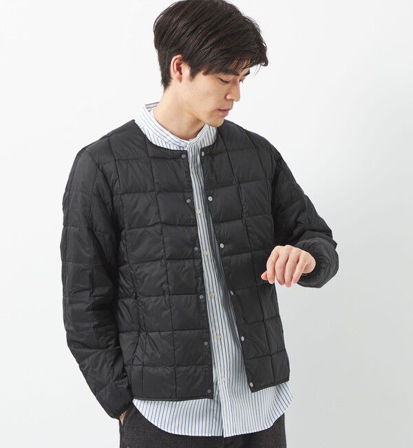 UNITED ARROWS green label relaxing「＜TAION＞ベーシック クルーネック ボタン インナー ダウンジャケット」|ダウン|BLACK