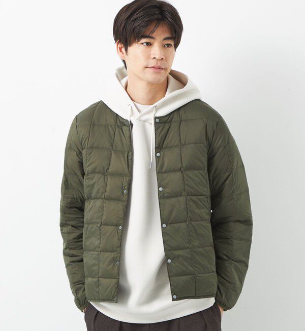 UNITED ARROWS green label relaxing「＜TAION＞ベーシック クルーネック ボタン インナー ダウンジャケット」|ダウン|OLIVE