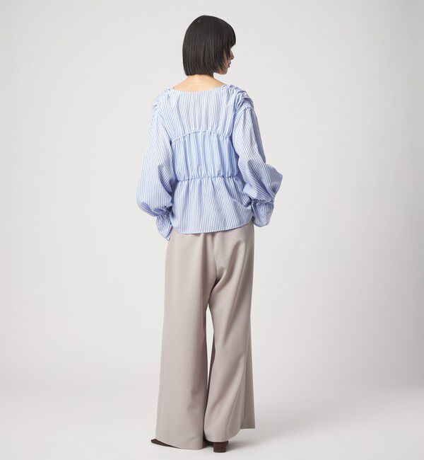 EMMEL REFINES「＜EMMEL REFINES＞EM ストライプ ギャザー ブラウス」|シャツ・ブラウス|