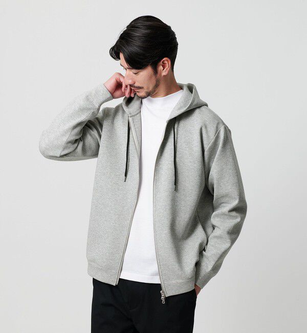 BEAUTY&YOUTH UNITED ARROWS「【WEB限定 WARDROBE SMART】ダブルニット ジップパーカー/セットアップ対応」|パーカー|MD.GRAY