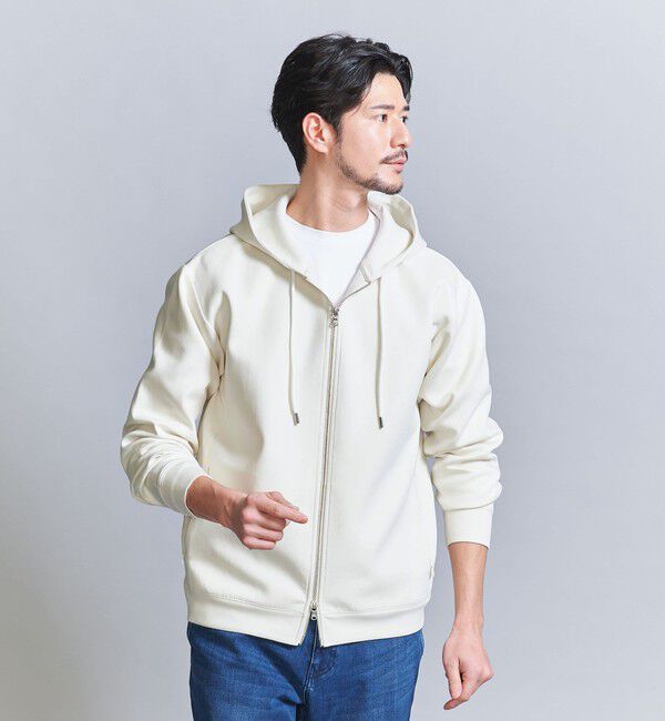 BEAUTY&YOUTH UNITED ARROWS「【WEB限定 WARDROBE SMART】ダブルニット ジップパーカー/セットアップ対応」|パーカー|NATURAL