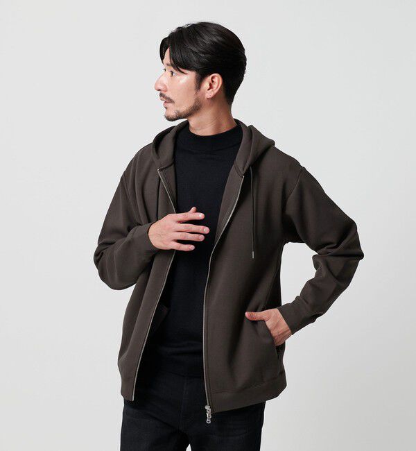 BEAUTY&YOUTH UNITED ARROWS「【WEB限定 WARDROBE SMART】ダブルニット ジップパーカー/セットアップ対応」|パーカー|DK.BROWN