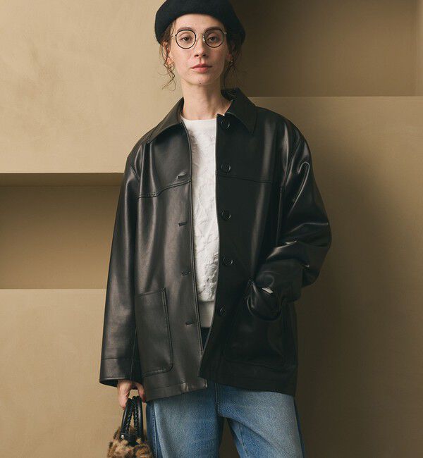 今季BEAUTY&YOUTH UNITED ARROWSレザーライク ジャケット レザーライク カバーオール ジャケット（BEAUTY&YOUTH UNITED ARROWS