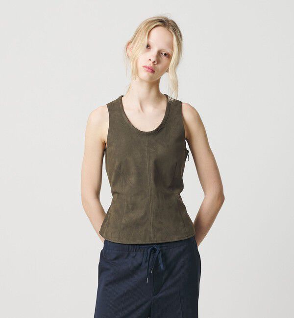 ATTISESSION「＜ATTISESSION＞スエードライク ナローベルト トップス」|ベスト・ジレ|