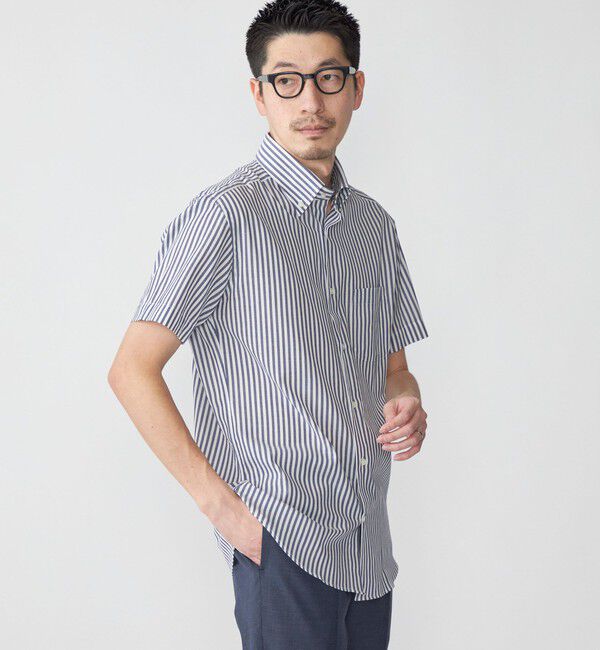 SHIPS「SHIPS: パナマ織り ボタンダウン ロンスト 半袖 シャツ」|シャツ・ブラウス|