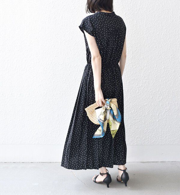 SHIPS for women「【WEB限定】〈洗濯機可能〉ドット 花柄 サイド プリーツ フレンチスリーブ ワンピース」|ワンピース|