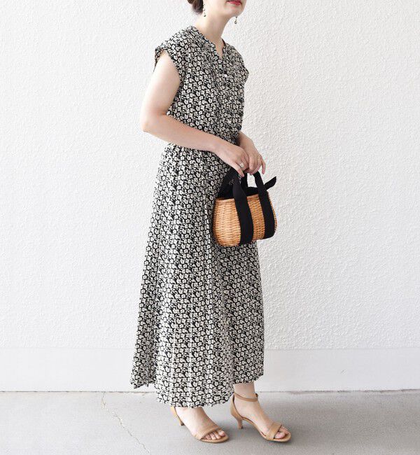 SHIPS for women「【WEB限定】〈洗濯機可能〉ドット 花柄 サイド プリーツ フレンチスリーブ ワンピース」|ワンピース|