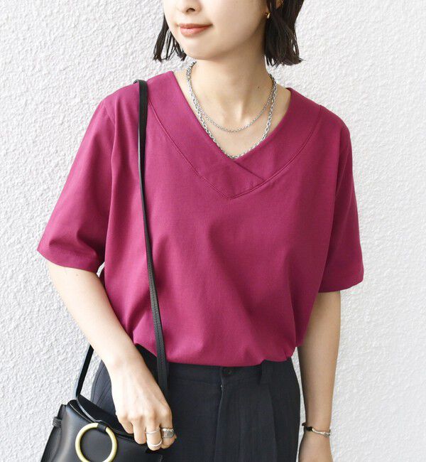 SHIPS for women「【WEB限定】〈ネックが選べる2サイズ展開〉オーガニックコットン バリエーションネック TEE」|Tシャツ・カットソー|