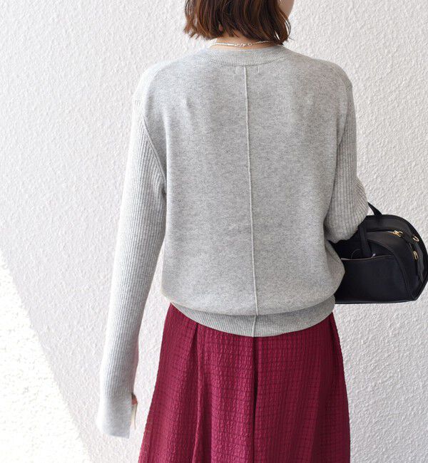 SHIPS for women「【WEB限定】〈手洗い可能〉ボーダー リブ スリーブ ベーシック ニット」|ニット・セーター|