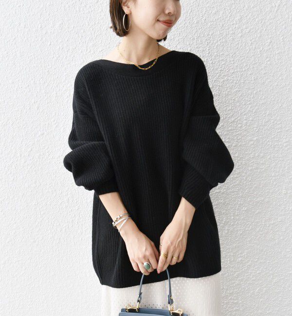 SHIPS any「SHIPS any: AQUA カシミヤ ミックス ボートネック ニット プルオーバー」|ニット・セーター|